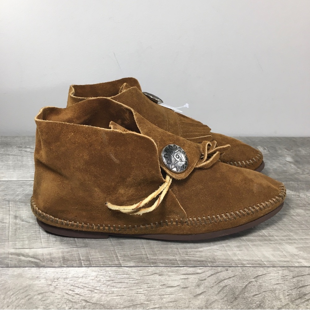 Vintage Leather Forest Walker Hippie Boho Womens Moccasins Hiking Shoes Size 7-8